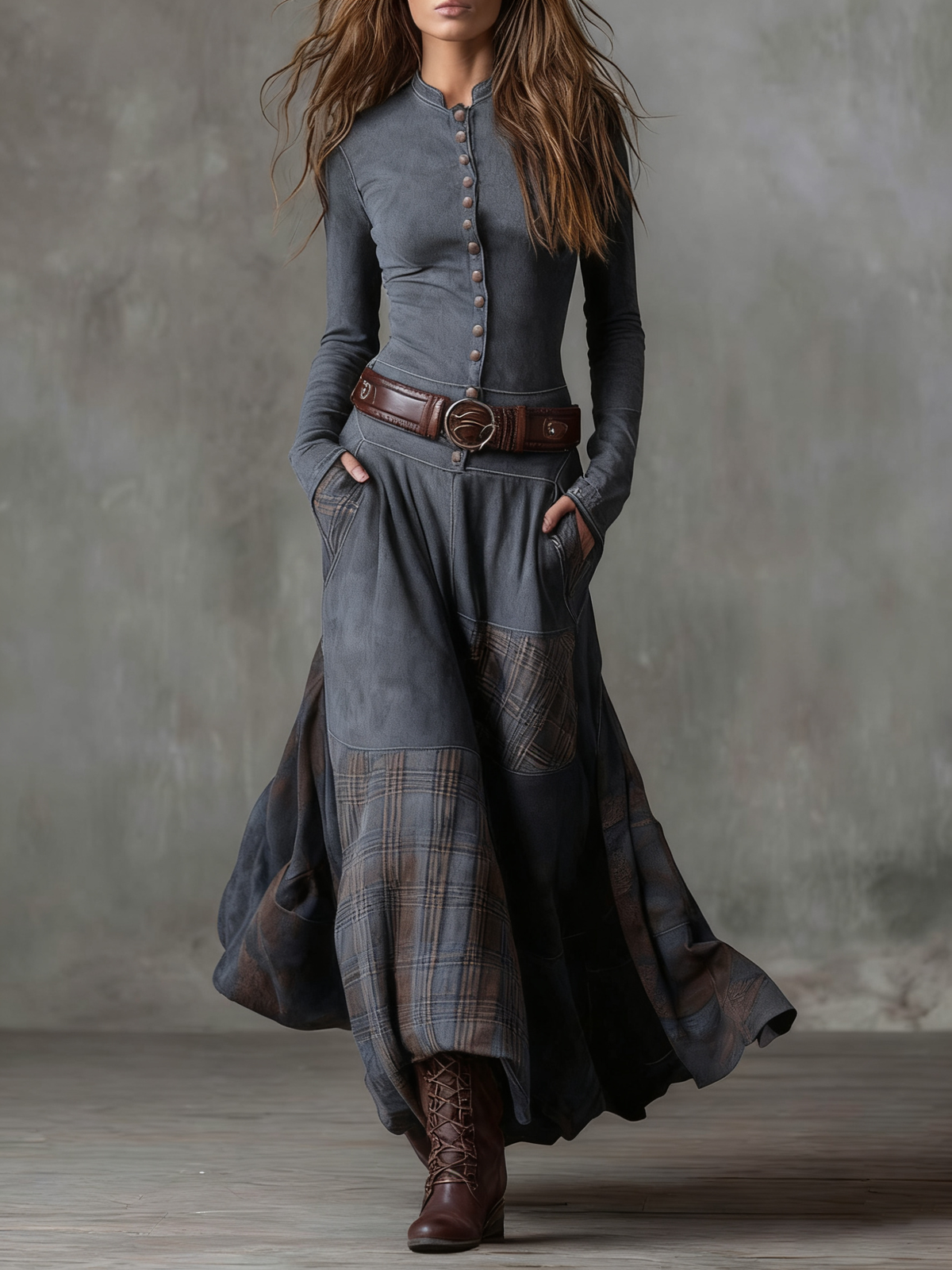 Robe longue Livia gris