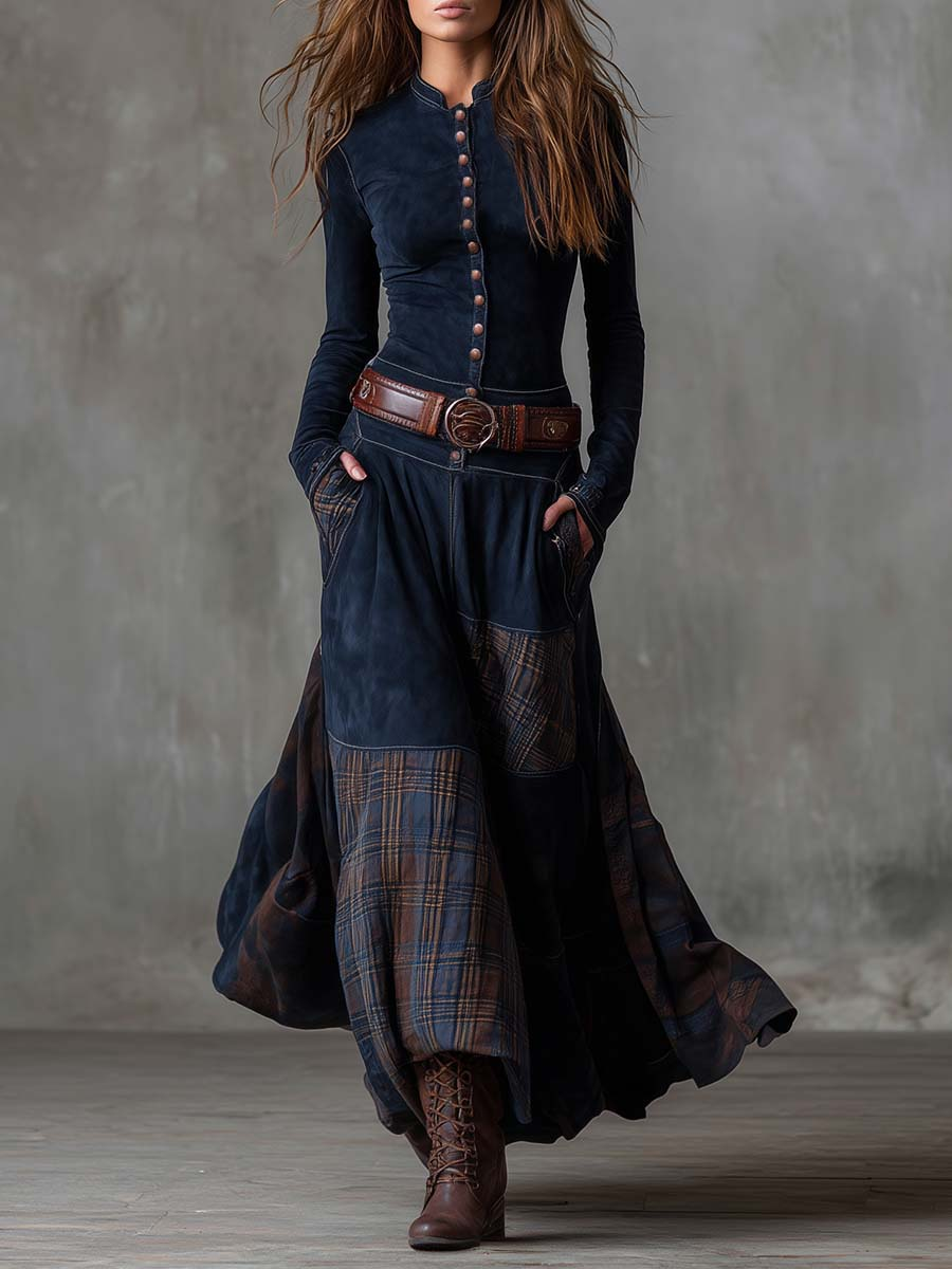 Robe longue Livia bleu marine