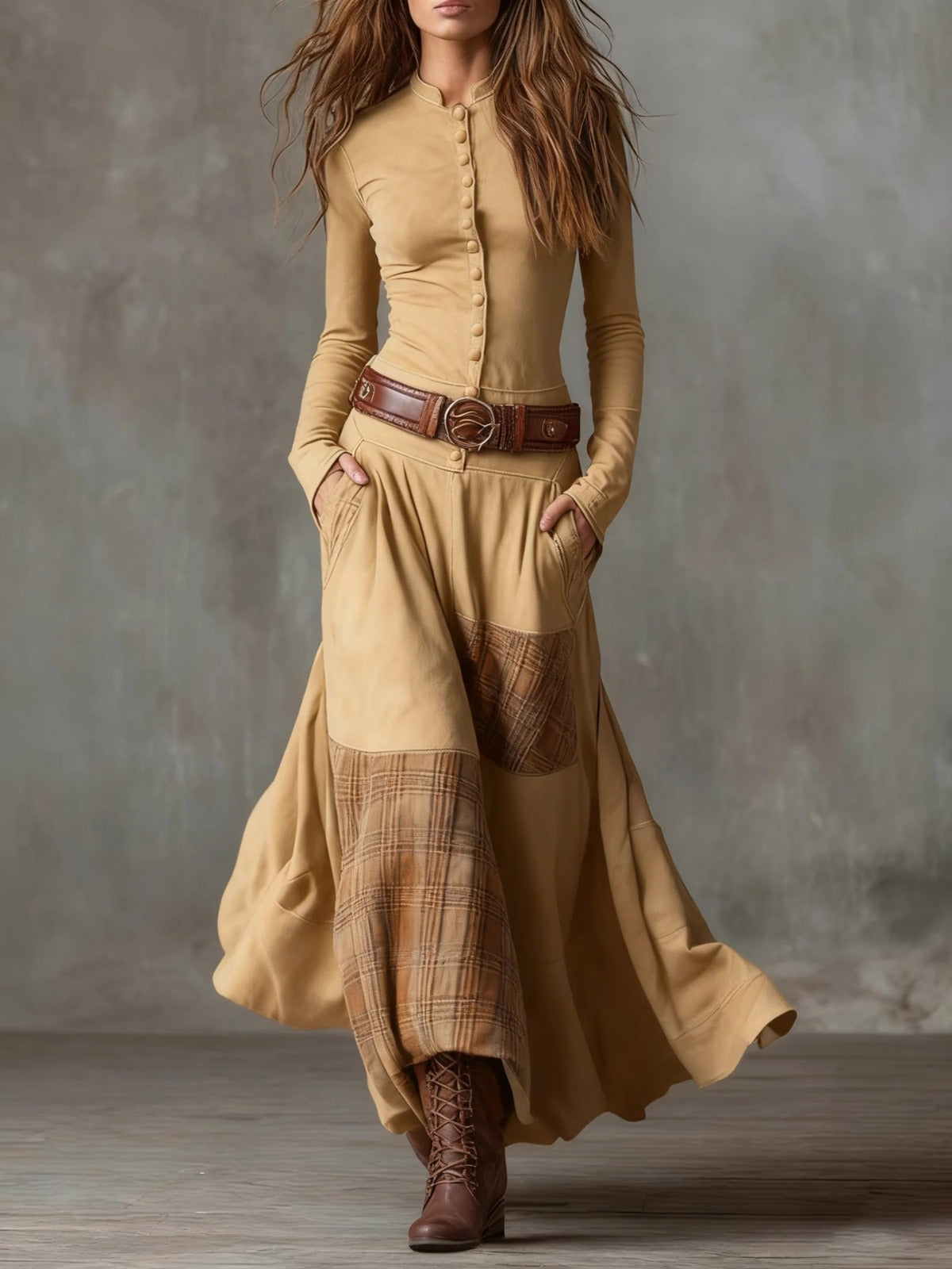Robe longue Livia camel